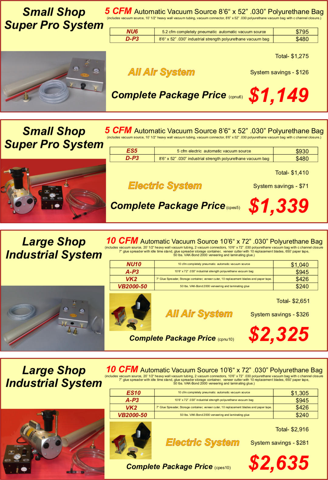 Complete vaccuum veneering systems